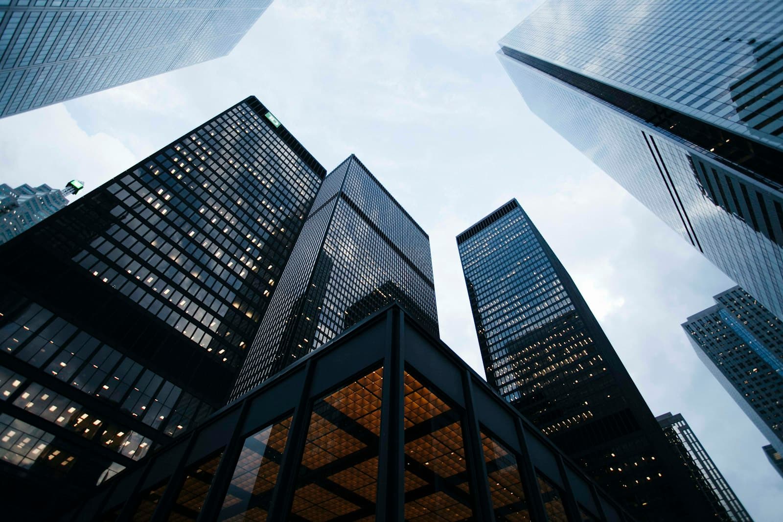 Commercial real-estate high-rise buildings in a financial district